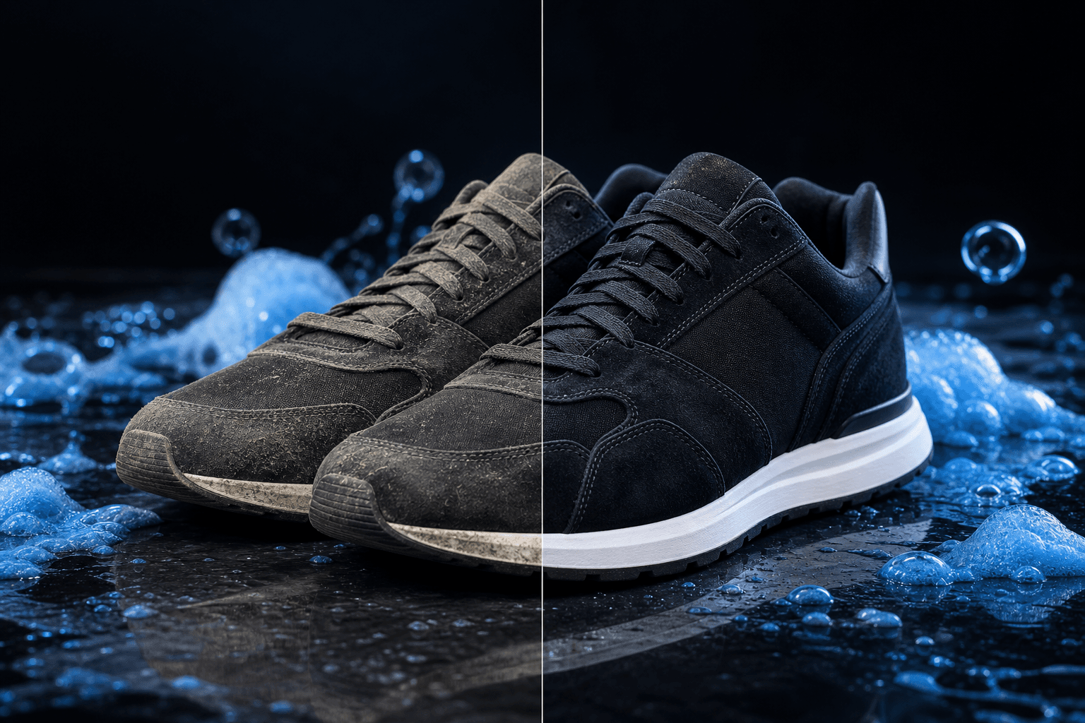 Suede Runner voor en na cleaning
